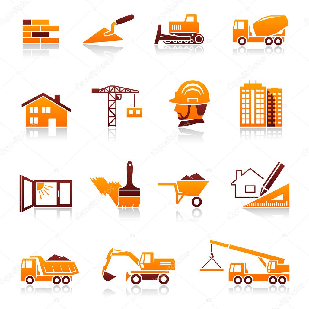 Construction and real estate icon set. Vector illustration