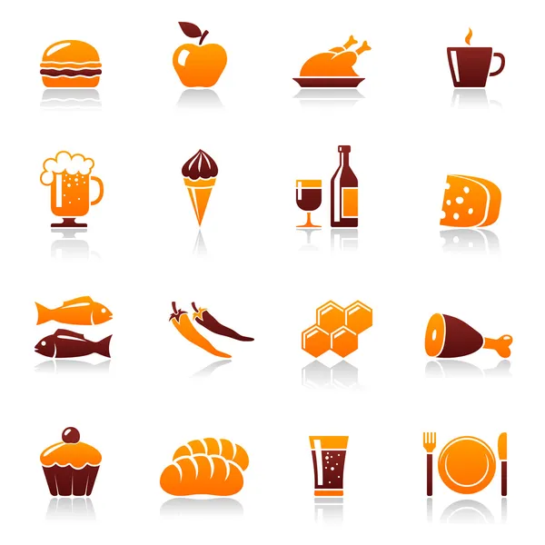 Conjunto de ícone de vetor de comida e bebida —  Vetores de Stock