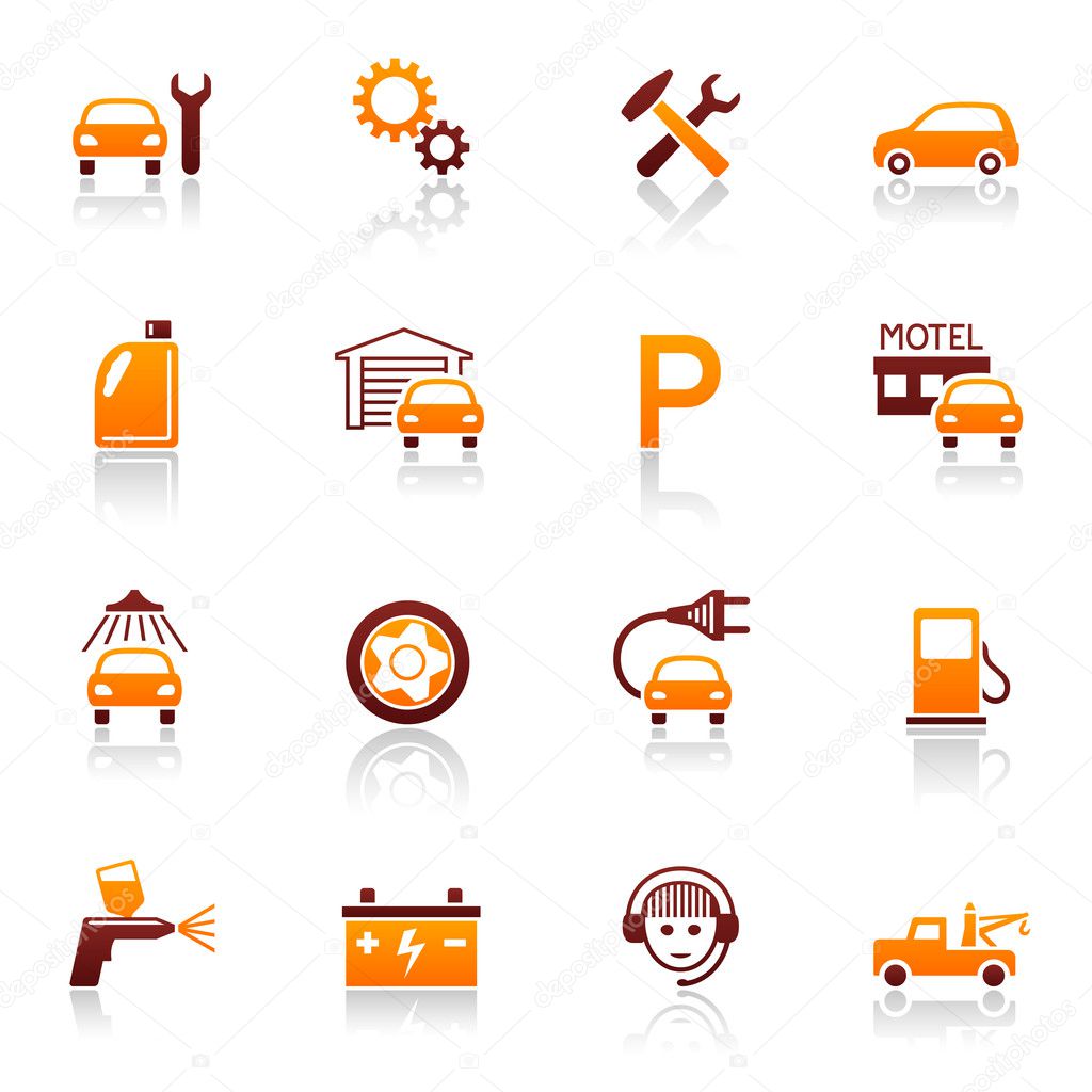 Auto service and repair vector icon set