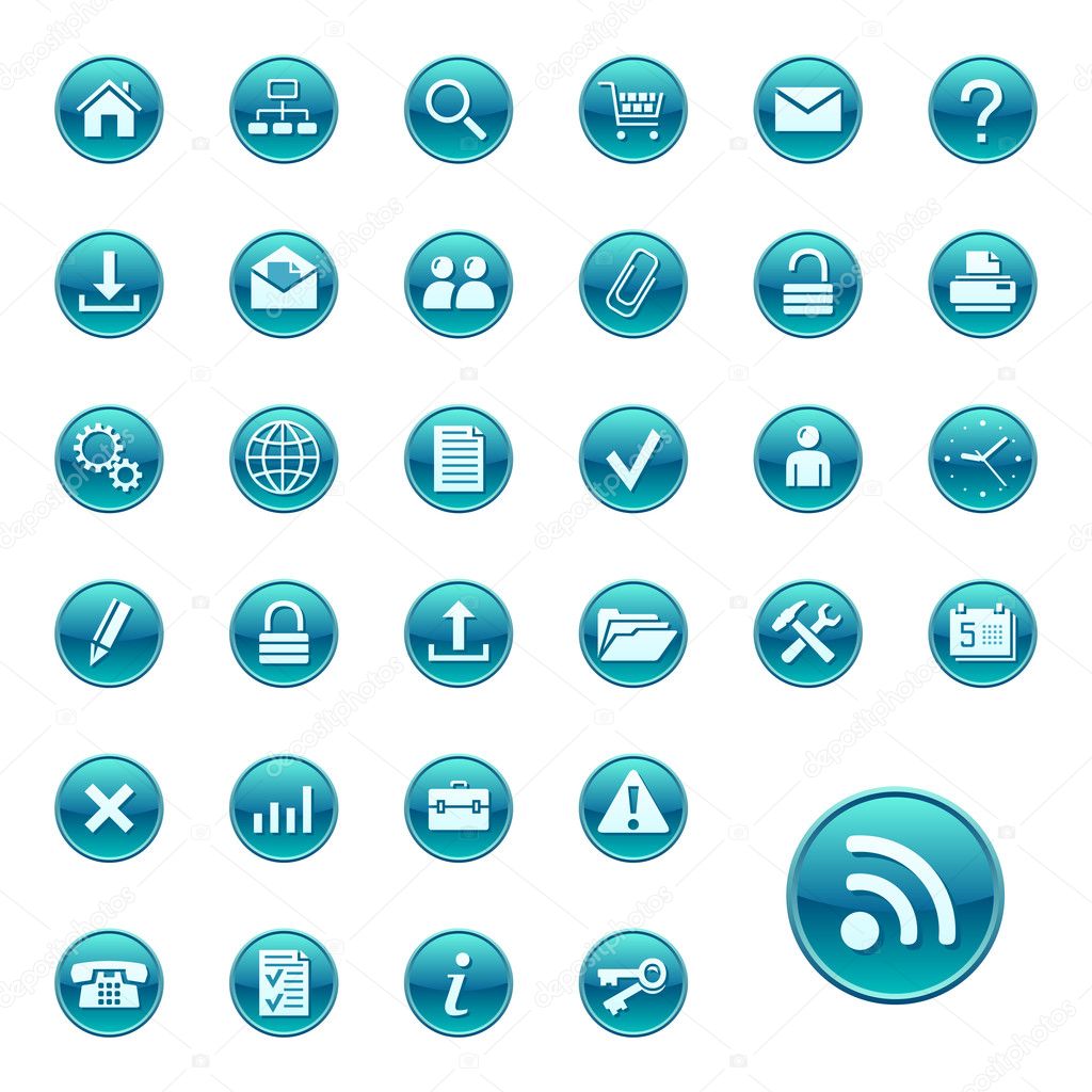 Web icons, buttons. Round series 1