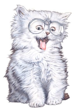 A cat with glasses clipart