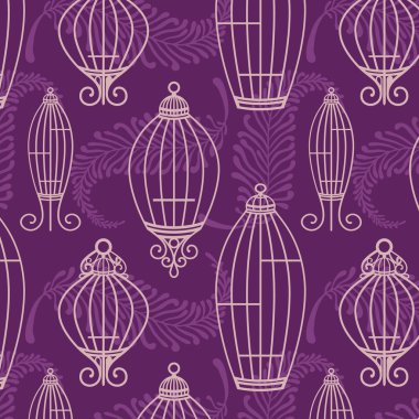 Birdcages and feathers clipart