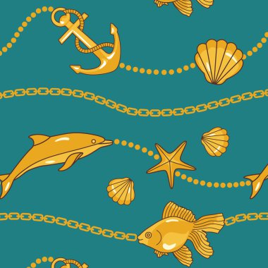 Gold nautical pattern clipart