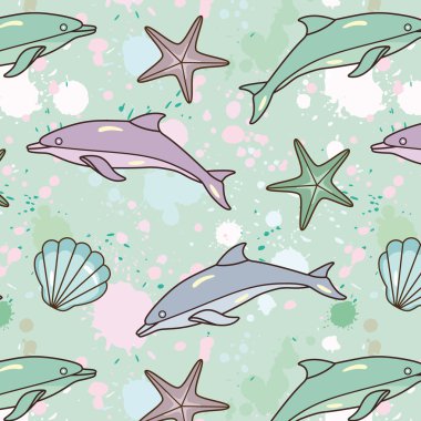 Splash-dolphin-pattern clipart