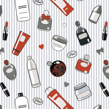 Red-cosmetics--pattern clipart