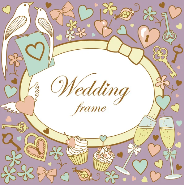 Hochzeitsrahmen-auf-violett — Stockfoto