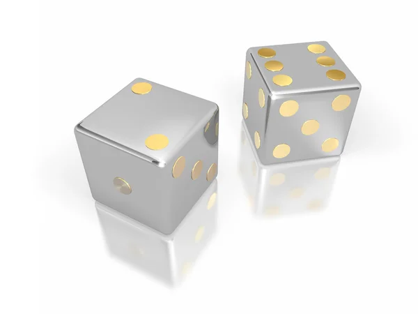 Silver Dices — Stock Photo, Image