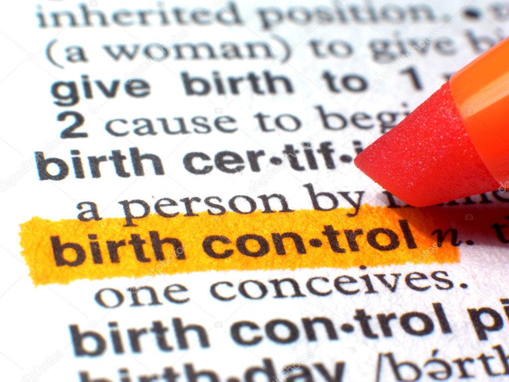Birth Control Highlighted In Dictionary In Orange