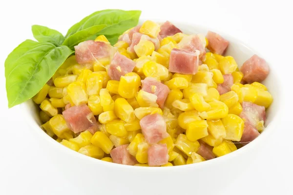 Corn with ham and cheese — Stock Photo, Image