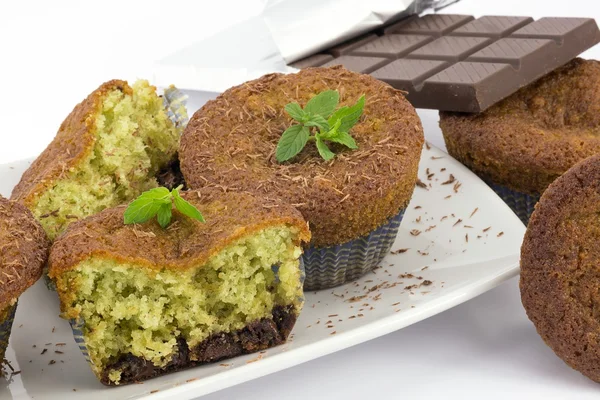 Muffins met munt en chocolade — Stockfoto