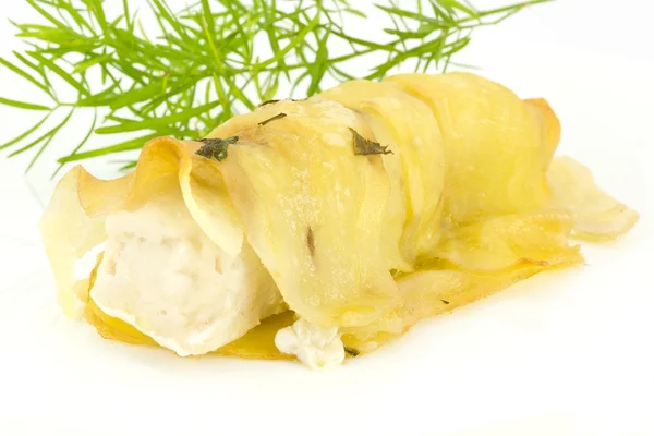 Filete de pescado con corteza de patata — Foto de Stock