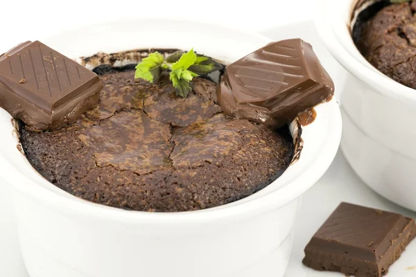 Souffle czekoladowe z bitą śmietaną — Zdjęcie stockowe