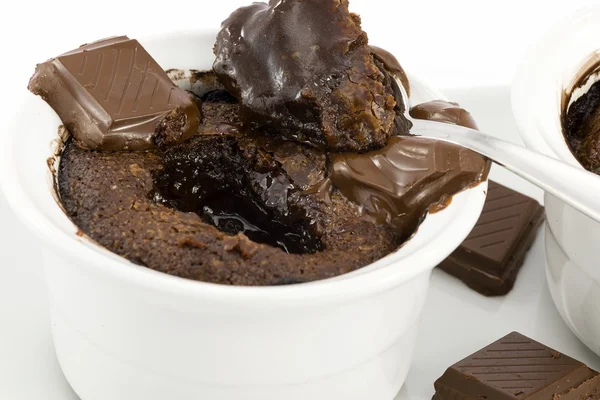 Souffle czekoladowe z bitą śmietaną — Zdjęcie stockowe