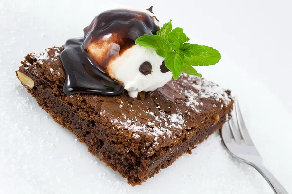 Brownies esmerilados con helado — Foto de Stock