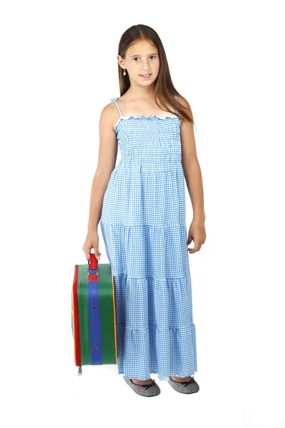 Barn med resväska — Stockfoto