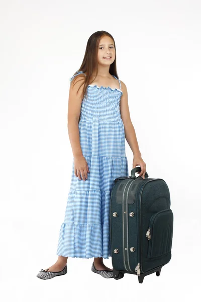 Kind met koffer — Stockfoto