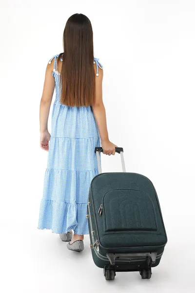 Barn med resväska — Stockfoto