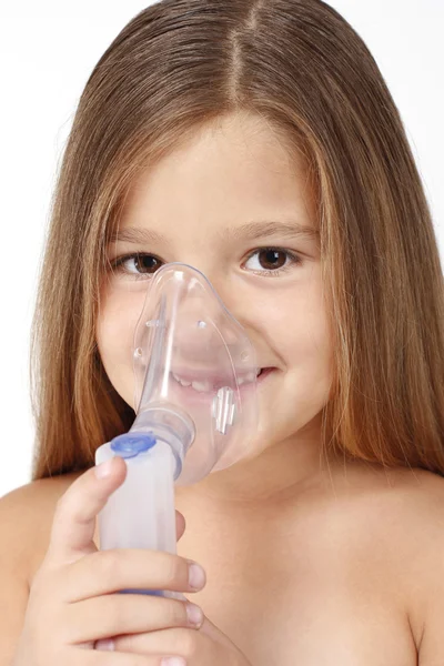 Child with inhaler — Stock Photo, Image