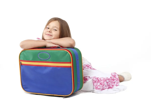 Kind und ein Koffer — Stockfoto