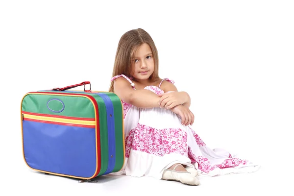 Dítě s kufrem — Stock fotografie
