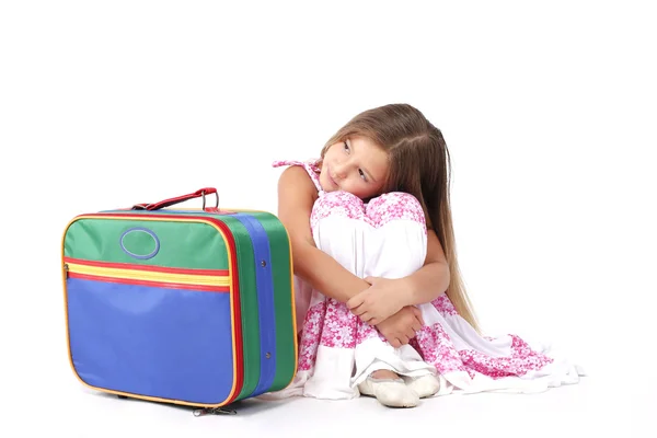Niño con maleta — Foto de Stock