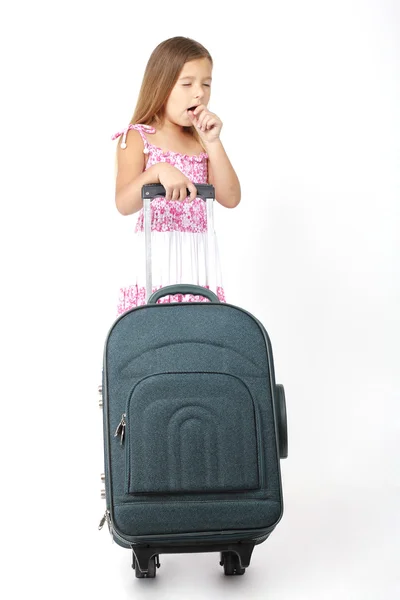 Bambino e una valigia — Foto Stock