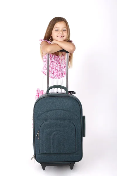 Niño y una maleta — Foto de Stock
