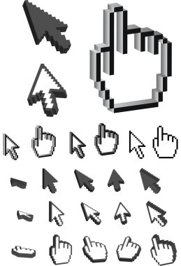 Pixel Icons in 3D - vector illustrations. clipart
