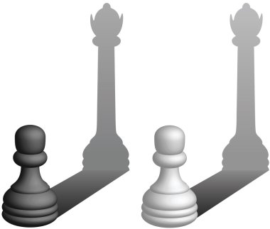 Chess pawns become queens clipart