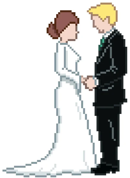 Pixel coppia di nozze — Vettoriale Stock