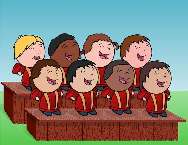 Outdoor kid's choir — Stock Vector