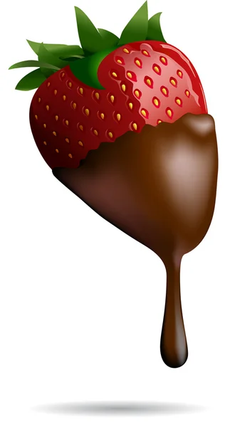 Клубника с шоколадным соусом - векторная иллюстрация — стоковый вектор