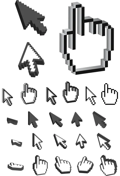 Pixel-Icons in 3D - Vektorillustrationen. — Stockvektor