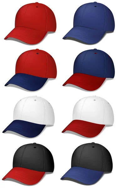 Набір бейсбольних шапок — стоковий вектор
