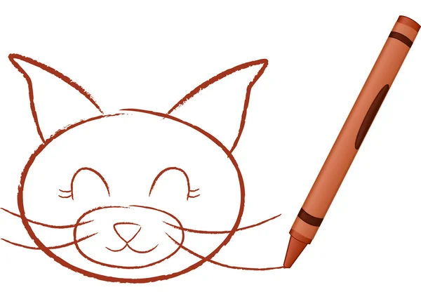 Crayon desenhando um gato —  Vetores de Stock