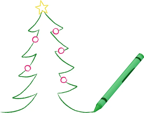 蜡笔画一棵圣诞树 — 图库矢量图片