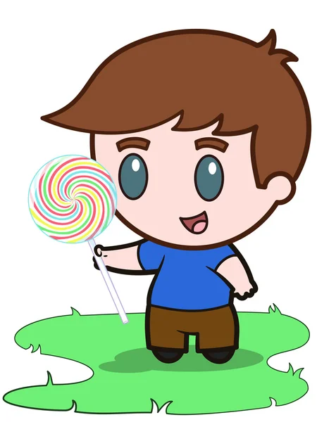 Boy and Lollypop — Stock Vector