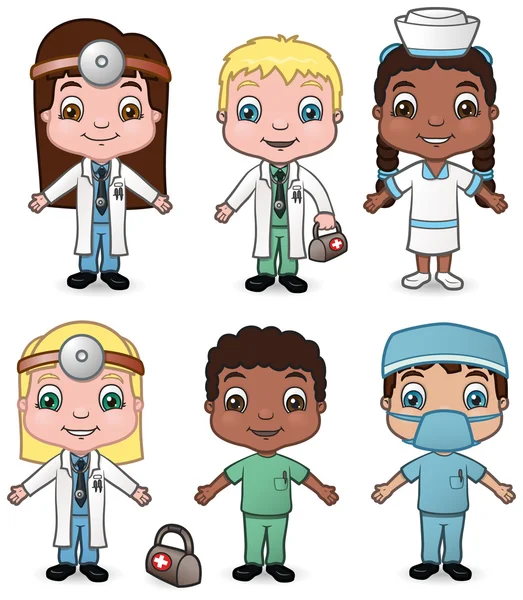 Médicos e Enfermeiros conjunto 1 —  Vetores de Stock