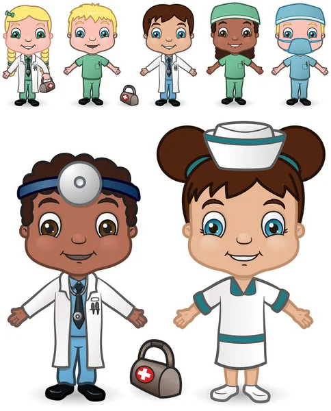 Médicos e Enfermeiros conjunto 2 —  Vetores de Stock