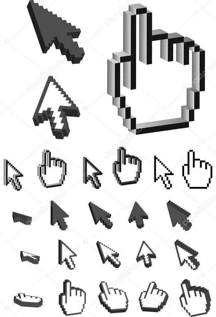 Pixel Icons in 3D - vector illustrations.