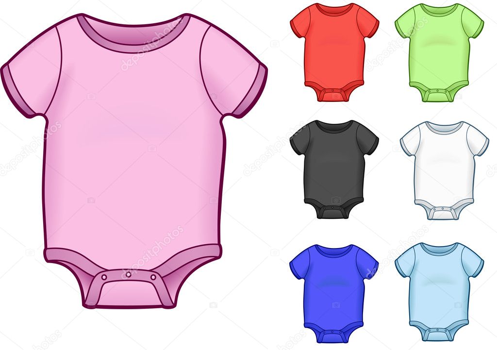 Baby Onesies, colorful versions - vector illustrations