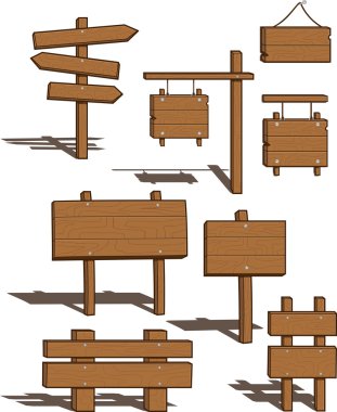 Wooden Signs - vector illustration clipart