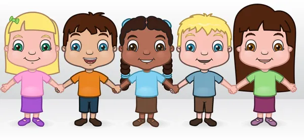 Разнообразная группа детей — стоковый вектор