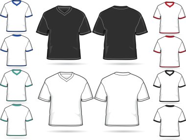 Set of V-neck T-shirts - vector illustration set clipart