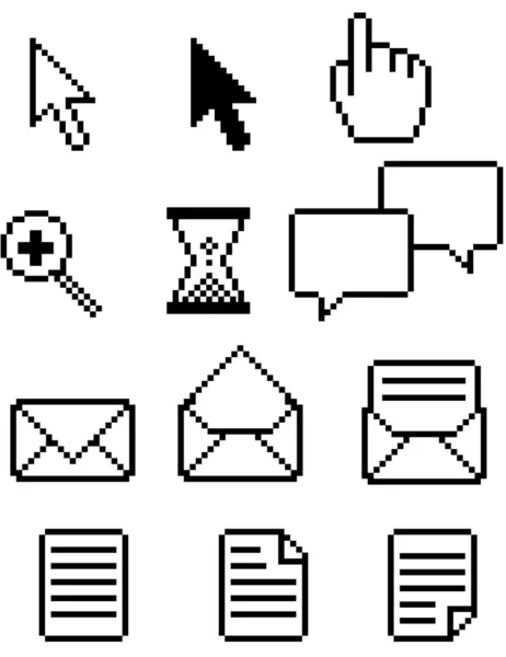 Ensemble d'icônes de pixels de l'ordinateur illustration vectorielle — Image vectorielle