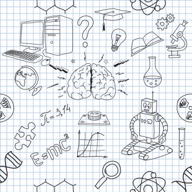 Seamless icons of science clipart