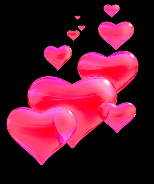 Glossy red hearts. — Stock Photo, Image