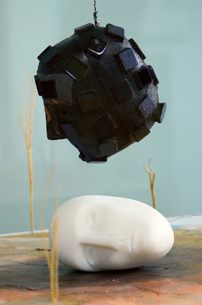 Ornamento del cranio bianco e nero — Foto Stock