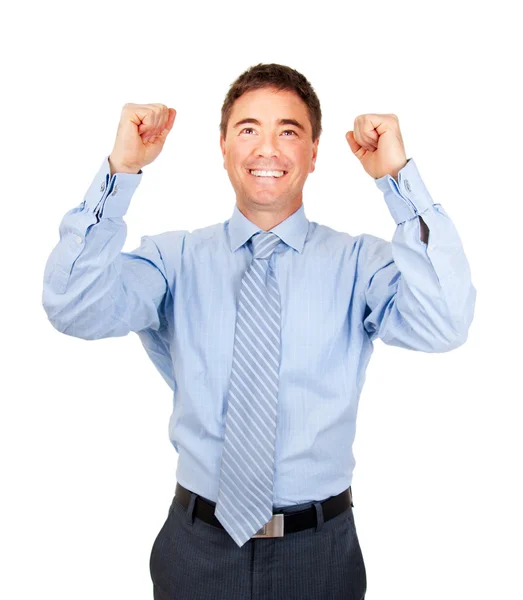 Business man cheering great deal — Stock Photo, Image