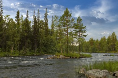 Keret River in Karelia. clipart